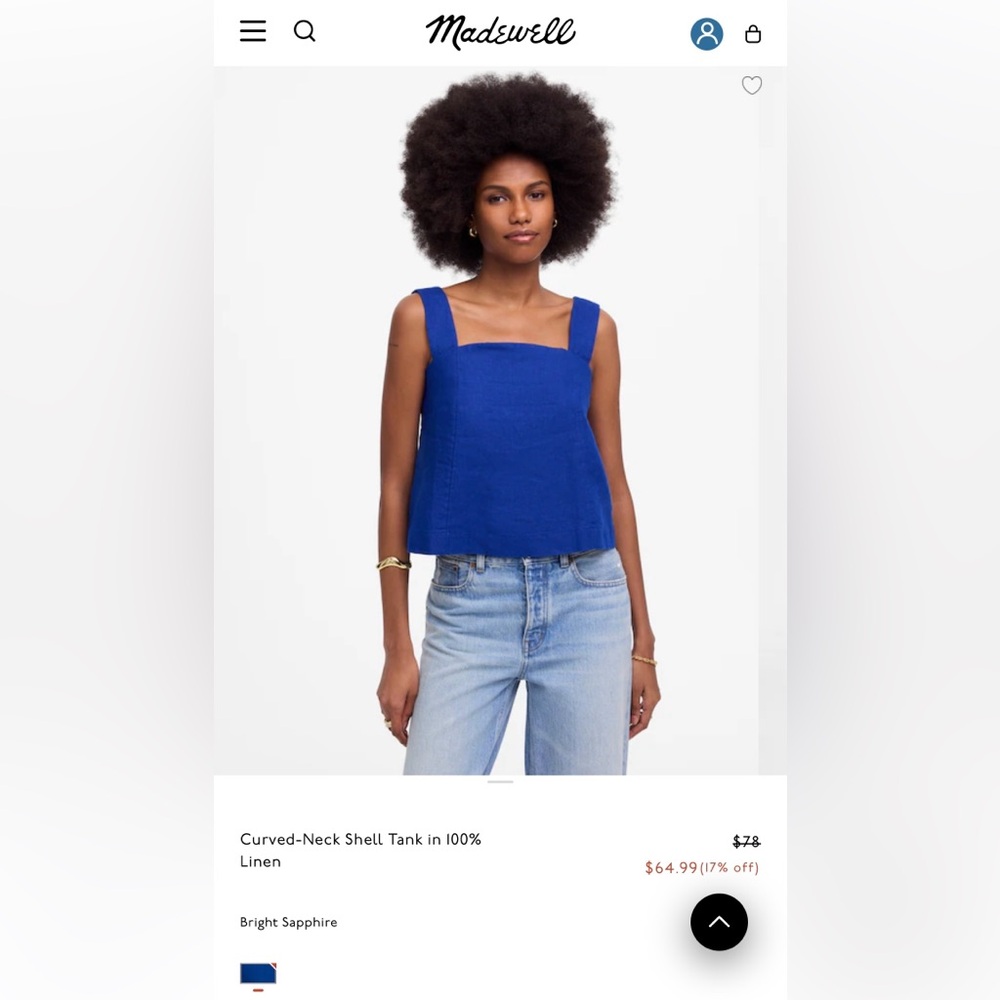 Madewell Blue Linen Top